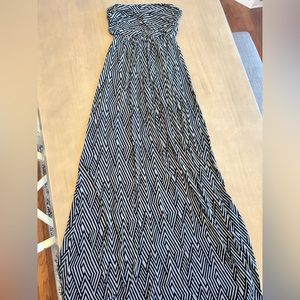 Boutique maxi dress, tube top, grey and black, size small